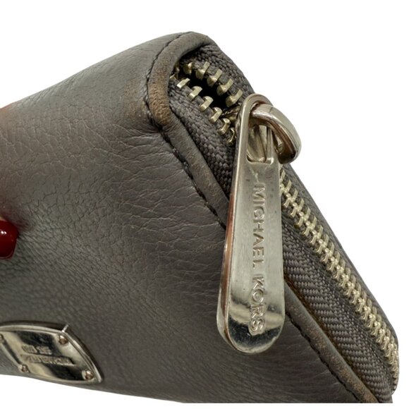 Michael Kors Jet Set Continental Wallet in Gray Pebbled Leather w/ Silver Hardwa - Picture 3 of 10